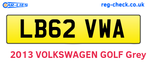 LB62VWA are the vehicle registration plates.