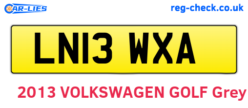 LN13WXA are the vehicle registration plates.