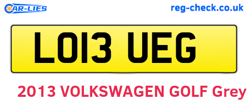 LO13UEG are the vehicle registration plates.