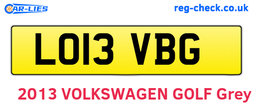 LO13VBG are the vehicle registration plates.
