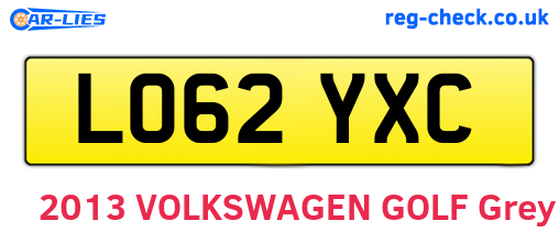 LO62YXC are the vehicle registration plates.