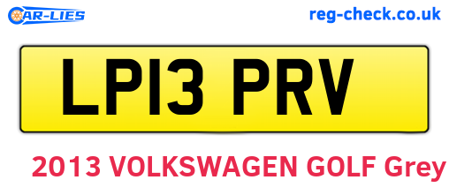 LP13PRV are the vehicle registration plates.