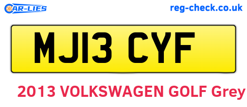 MJ13CYF are the vehicle registration plates.