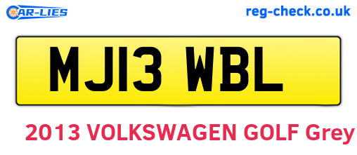 MJ13WBL are the vehicle registration plates.