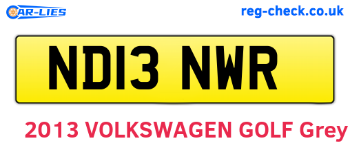 ND13NWR are the vehicle registration plates.