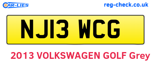 NJ13WCG are the vehicle registration plates.