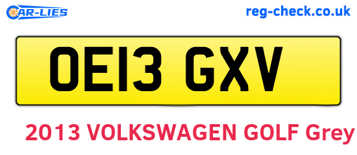 OE13GXV are the vehicle registration plates.