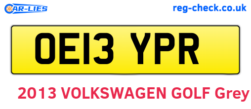 OE13YPR are the vehicle registration plates.