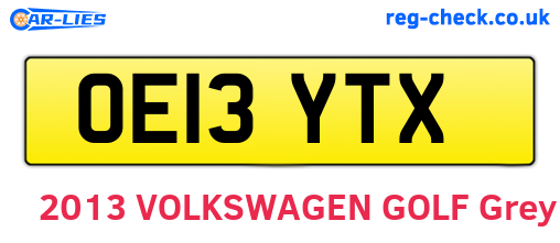OE13YTX are the vehicle registration plates.