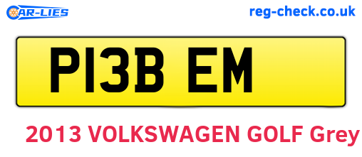 P13BEM are the vehicle registration plates.