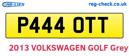 P444OTT are the vehicle registration plates.
