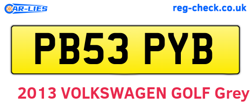 PB53PYB are the vehicle registration plates.