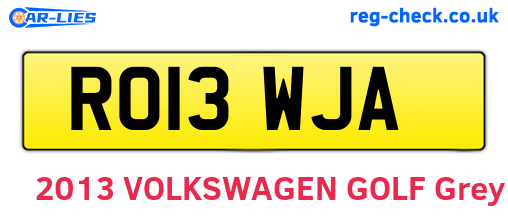 RO13WJA are the vehicle registration plates.