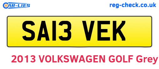 SA13VEK are the vehicle registration plates.