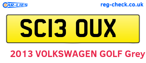 SC13OUX are the vehicle registration plates.