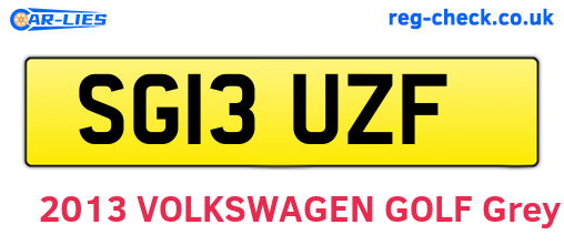SG13UZF are the vehicle registration plates.