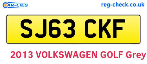 SJ63CKF are the vehicle registration plates.