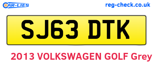 SJ63DTK are the vehicle registration plates.
