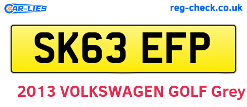 SK63EFP are the vehicle registration plates.