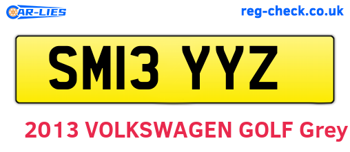 SM13YYZ are the vehicle registration plates.