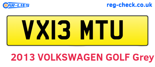 VX13MTU are the vehicle registration plates.