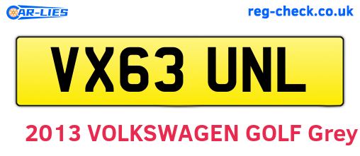 VX63UNL are the vehicle registration plates.