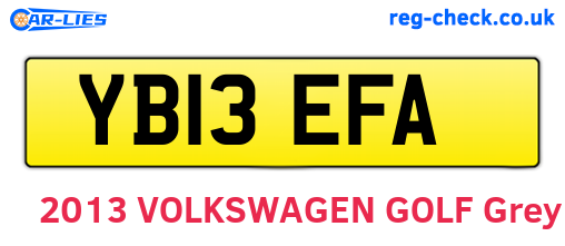 YB13EFA are the vehicle registration plates.