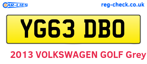 YG63DBO are the vehicle registration plates.