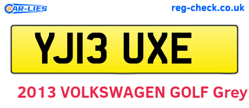 YJ13UXE are the vehicle registration plates.