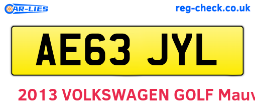 AE63JYL are the vehicle registration plates.