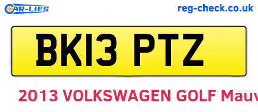 BK13PTZ are the vehicle registration plates.