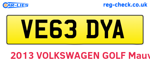 VE63DYA are the vehicle registration plates.
