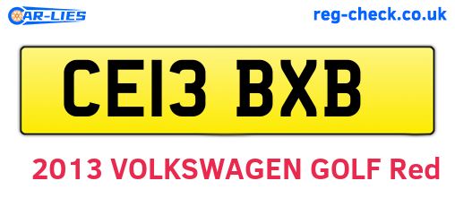 CE13BXB are the vehicle registration plates.