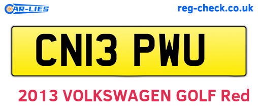CN13PWU are the vehicle registration plates.
