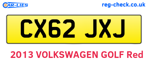 CX62JXJ are the vehicle registration plates.