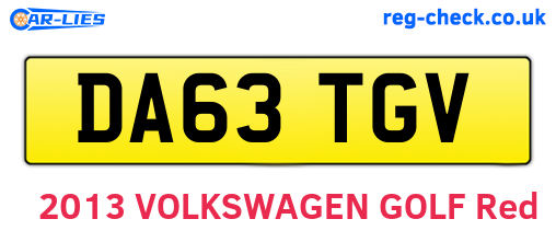 DA63TGV are the vehicle registration plates.