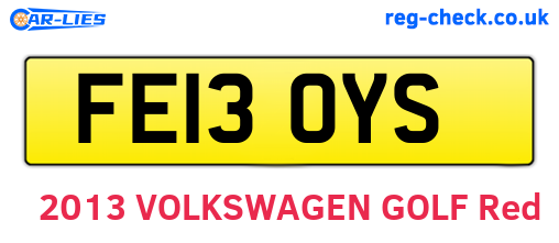 FE13OYS are the vehicle registration plates.