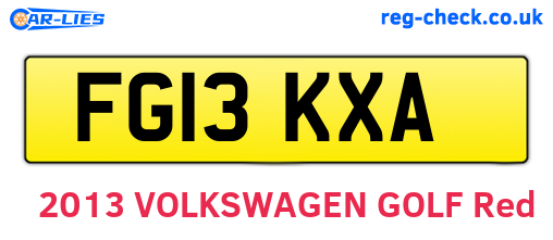 FG13KXA are the vehicle registration plates.