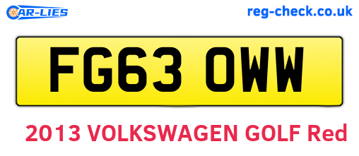 FG63OWW are the vehicle registration plates.