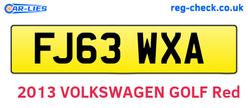 FJ63WXA are the vehicle registration plates.