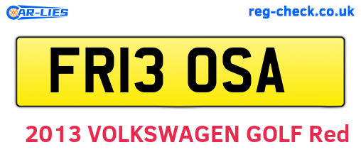 FR13OSA are the vehicle registration plates.
