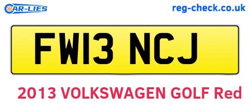 FW13NCJ are the vehicle registration plates.