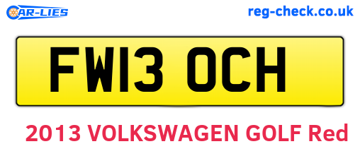 FW13OCH are the vehicle registration plates.