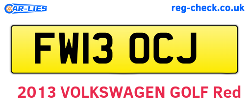 FW13OCJ are the vehicle registration plates.