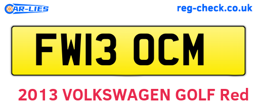 FW13OCM are the vehicle registration plates.