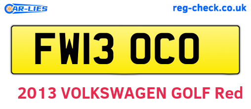 FW13OCO are the vehicle registration plates.
