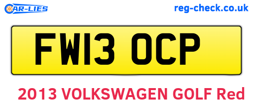 FW13OCP are the vehicle registration plates.