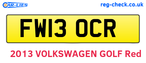 FW13OCR are the vehicle registration plates.
