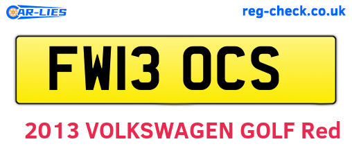 FW13OCS are the vehicle registration plates.