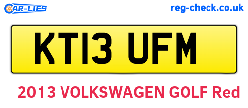 KT13UFM are the vehicle registration plates.